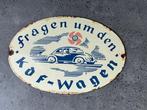 Geëmailleerd bord kdf wagen - World War II - Emaille plaat -, Antiek en Kunst