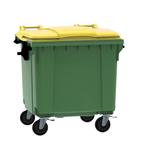 Afvalcontainer 1100 liter groen/geel deksel vlak, Huis en Inrichting, Woonaccessoires | Prullenbakken, Nieuw, Ophalen of Verzenden