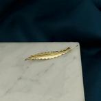 Gouden veer broche | Vintage (gouden broche, geelgoud), Sieraden, Tassen en Uiterlijk, Broches, Ophalen of Verzenden, Gebruikt