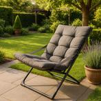 Loungestoel met kussen - grijs - 84 x 63 x 88 cm, Verzenden, Nieuw