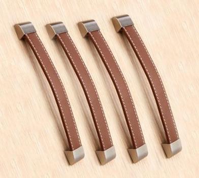 Set van 4 leren handgrepen (192 mm, bruin, eindstuk metaal), Doe-het-zelf en Verbouw, Gereedschap | Handgereedschap, Nieuw, Ophalen of Verzenden