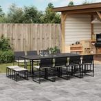 vidaXL 13-delige Tuinset met kussens poly rattan zwart, 2 zitplaatsen, Nieuw, Tuinset, Verzenden