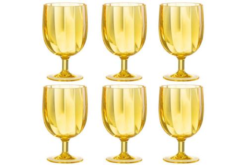 Doos Met 6 Stuks Wijnglas Kunststof Geel, Tuin en Terras, Tuinwanddecoratie, Verzenden