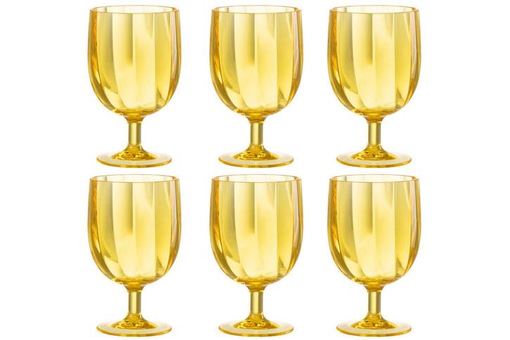Doos Met 6 Stuks Wijnglas Kunststof Geel, Tuin en Terras, Tuinwanddecoratie, Verzenden