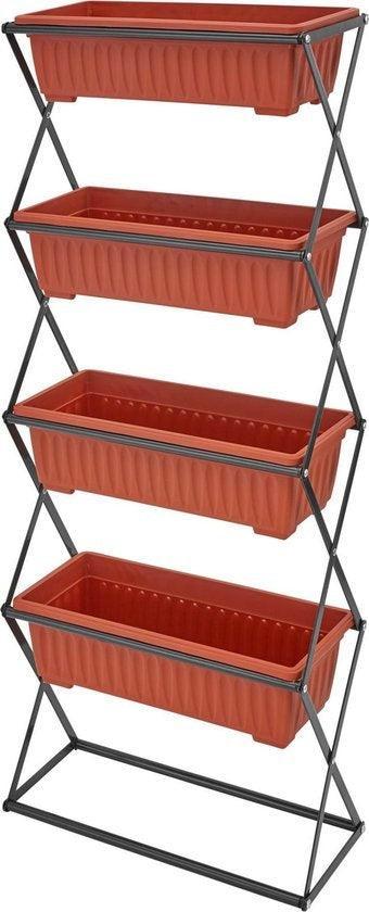 2dekans | tectake - Verticaal plantenrek met 4 bakken -, Tuin en Terras, Bloembakken en Plantenbakken, Zo goed als nieuw, Ophalen of Verzenden