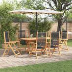 vidaXL Tuin Eetset 7 pcs Zwart Tafel, 160x85x75 cm Stoel,, Tuin en Terras, Verzenden, Nieuw