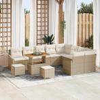 vidaXL 12-delig Tuinbankstel met Kussens Beige Poly Rieten, Verzenden, Nieuw, Rotan