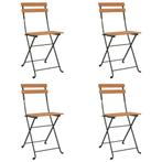 Bistrostoelen Teak/Staal 4st | Retourdeal | 40% Korting, Tuin en Terras, Tuinstoelen, Ophalen of Verzenden, Nieuw, Teakhout, Inklapbaar