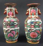 Vaas (2) - Elegant paar vazen van Canton in keramiek met