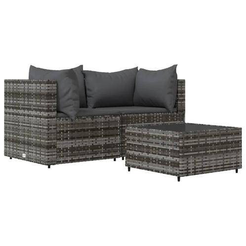 Loungeset met Kussens Grijs - Retourdeal - Relaxen! 35%, Tuin en Terras, Tuinsets en Loungesets, Bank, Nieuw, Rotan, Loungeset