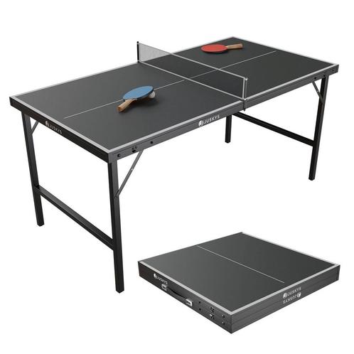 Mini Tafeltennistafel Flexi - Zwart / Zilver - 152 x 71 x 71, Sport en Fitness, Tafeltennis, Nieuw, Verzenden