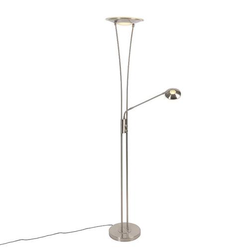 Moderne vloerlamp staal incl. LED met leesarm - Ibiza, Huis en Inrichting, Lampen | Vloerlampen, Nieuw, Overige materialen, 150 tot 200 cm