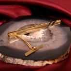 Gouden dasschuif met ketting (vintage, steekspeld) (vintage), Ophalen of Verzenden, Gebruikt, Overige kleuren, Goud