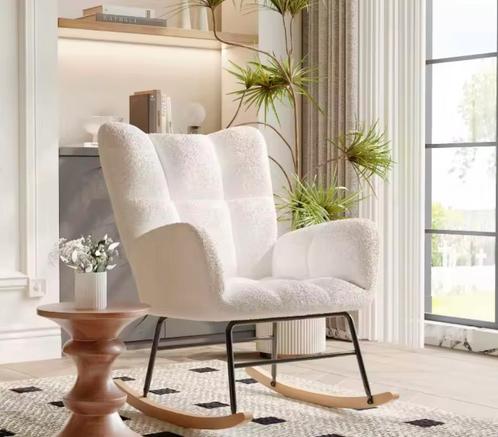 Fleece Schommelstoel – Wit – Comfortabele Fauteuil Zitting, Huis en Inrichting, Fauteuils, Nieuw, Verzenden