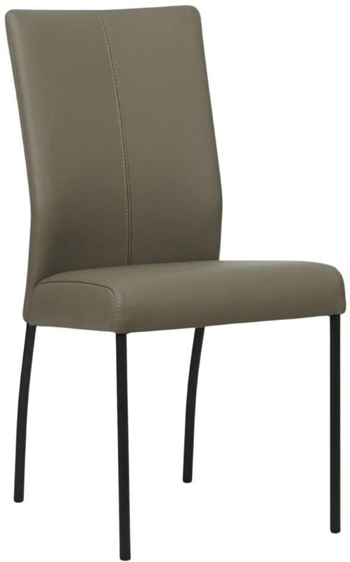 Grijze leren moderne eetkamerstoel - poot rond zwart - Toled, Huis en Inrichting, Stoelen, Eén, Overige kleuren, Nieuw, Leer, Ophalen of Verzenden