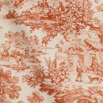 AA024 - Elegant en iconisch Toile de Jouy Oranje - Textiel -