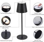 Tafellamp oplaadbaar - Slaapkamer - 2 Stuks - Zwart - Zoeger, Huis en Inrichting, Lampen | Tafellampen, Verzenden, Zo goed als nieuw