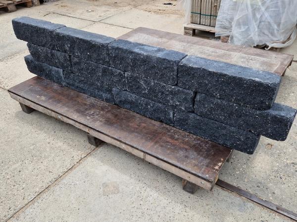 Veiling - 300x Muurblok Antraciet 12x15x50 Cm, Tuin en Terras, Tegels en Klinkers, Nieuw