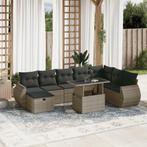 vidaXL 9-delige Loungeset met kussens poly rattan grijs, Tuin en Terras, Verzenden, Nieuw, Rotan, Loungeset