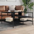 vidaXL Salontafel 100x100x48,5 cm bewerkt  hout zwart, Huis en Inrichting, Verzenden, Nieuw, Overige houtsoorten, 100 tot 150 cm