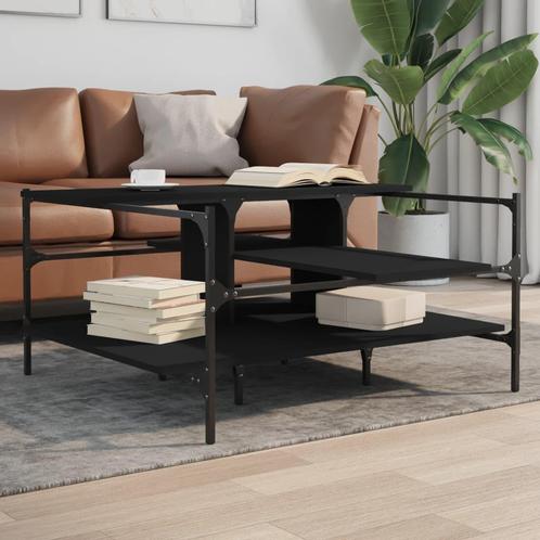vidaXL Salontafel 100x100x48,5 cm bewerkt  hout zwart, Huis en Inrichting, Tafels | Salontafels, 100 tot 150 cm, Nieuw, Overige houtsoorten