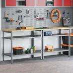vidaXL Werkbankset met plank 2 pcs Grijs 200 x 55 x 85 cm, Doe-het-zelf en Verbouw, Werkbanken, Verzenden, Nieuw