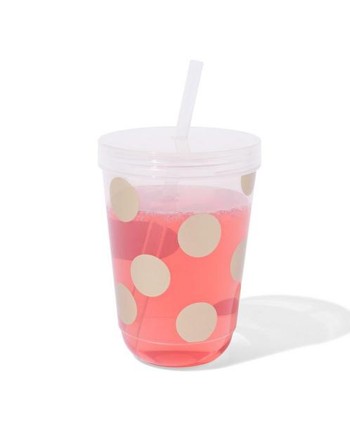 HEMA Drinkbeker met rietje gouden stip, Huis en Inrichting, Keuken | Servies, Nieuw, Verzenden