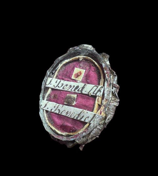 Reliekhouder - Glas, Textiel, Zilver - 1850-1900 -, Antiek en Kunst, Kunst | Niet-Westerse kunst