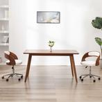 vidaXL Eetkamerstoel draaibaar gebogen hout en kunstleer wit, Huis en Inrichting, Stoelen, Verzenden, Nieuw, Wit