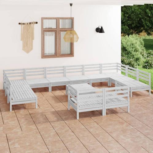 vidaXL 13-delige Loungeset massief grenenhout wit, Tuin en Terras, Tuinsets en Loungesets, Loungeset, Nieuw, Verzenden