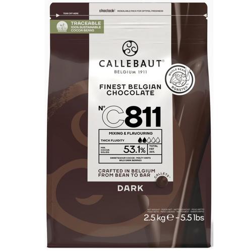 Callebaut Chocolade Callets Puur (C811) 2,5kg, Hobby en Vrije tijd, Taarten en Cupcakes maken, Nieuw, Verzenden
