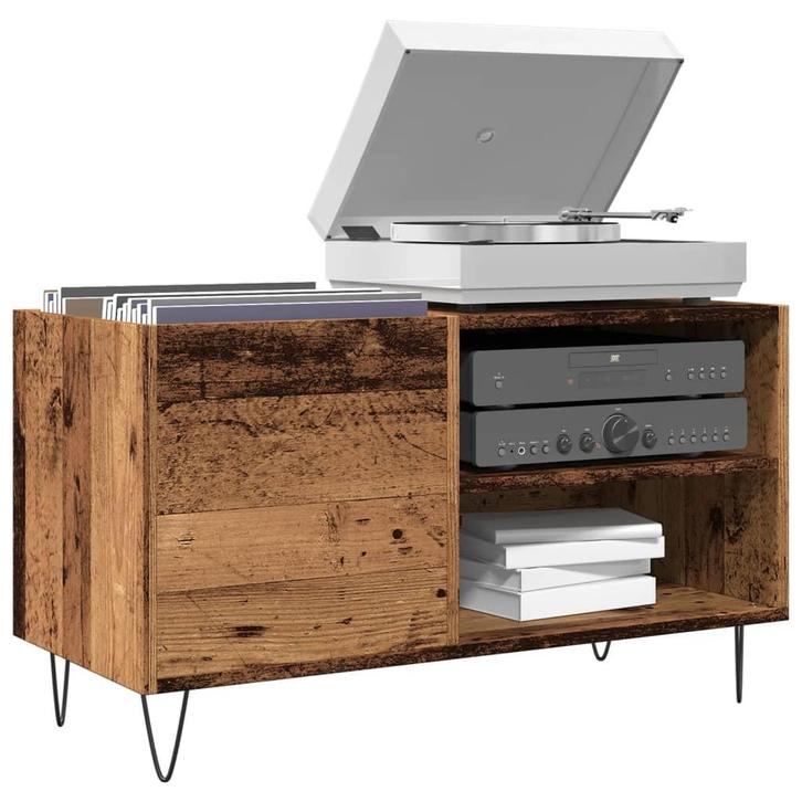 vidaXL Platenkast 84,5x38x48 cm bewerkt hout oud houtkleurig, Huis en Inrichting, Woonaccessoires | Cd- en Dvd-rekken, Nieuw, Verzenden