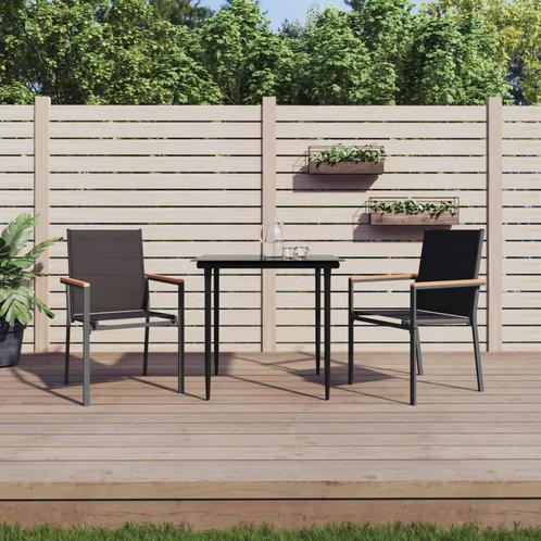 vidaXL Tuinstoelen 2 st 55x61,5x90 cm textileen en staal, Tuin en Terras, Tuinstoelen, Nieuw, Metaal, Verzenden