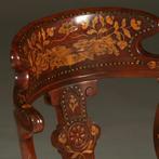 Franse marqueterie bureaustoel ca 1800 met stoffering naar w, Antiek en Kunst, Antiek | Meubels | Stoelen en Banken, Ophalen of Verzenden