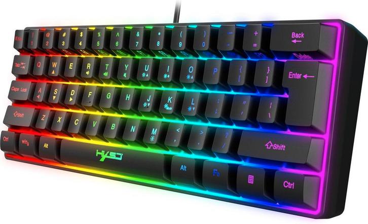2dekans | HXSJ V700 RGB Membraan bedrade gaming toetsenbord, Computers en Software, Toetsenborden, Zo goed als nieuw, Ophalen of Verzenden