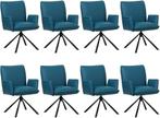Set van 8 Blauwe leren industriële draaibare eetkamerstoelen, Huis en Inrichting, Stoelen, Overige kleuren, Nieuw, Leer, Ophalen of Verzenden