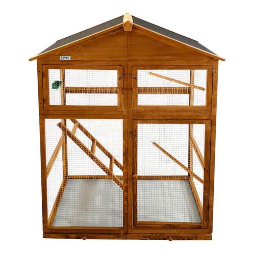Volière | Vogelkooi | Vogelhok | 115x58x164cm | Bruin | Hout, Dieren en Toebehoren, Vogels | Hokken en Kooien, Nieuw, Hout, Volière