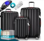 Reiskoffers Zwart 3-delig ABS met gratis accessoires, Caravans en Kamperen, Verzenden, Nieuw