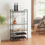[en.casa] Wijnrek Hustadvika voor 14 flessen 120x61x33 cm zw, Verzenden, Nieuw