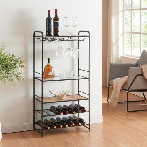 [en.casa] Wijnrek Hustadvika voor 14 flessen 120x61x33 cm zw, Huis en Inrichting, Woonaccessoires | Wijnrekken, Nieuw, Verzenden