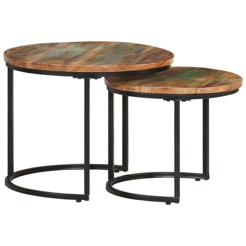 vidaXL 2-delige Tafeltjesset massief gerecycled hout, Huis en Inrichting, Tafels | Salontafels, Nieuw, 50 tot 100 cm, Overige houtsoorten