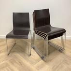 kantinestoel / stapelstoel, MDF bruin - chroom, Huis en Inrichting, Stoelen, Ophalen of Verzenden, Gebruikt, Eén