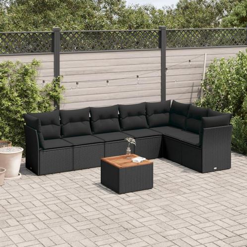 vidaXL 8-delige Loungeset met kussens poly rattan zwart, Tuin en Terras, Tuinsets en Loungesets, Loungeset, Nieuw, 8 zitplaatsen