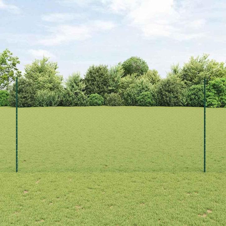 vidaXL Hek met Paal Groen 1,5 x 25 m Staal, Tuin en Terras, Schuttingen, Nieuw, IJzer, Verzenden