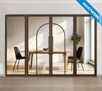 Dubbele stalen taatsdeur met glaspanelen Brons 2 Vlaks rond, Nieuw, Metaal, Overige typen