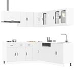 vidaXL 11-delige Keukenkastenset Porto bewerkt hout wit, Huis en Inrichting, Keuken | Keukenelementen, Verzenden, Nieuw, Wit