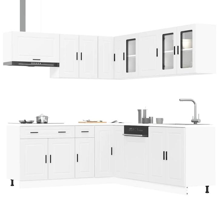 vidaXL 11-delige Keukenkastenset Porto bewerkt hout wit, Huis en Inrichting, Keuken | Keukenelementen, Wit, Nieuw, Verzenden