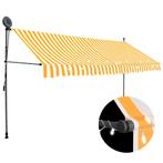 vidaXL Luifel handmatig uitschuifbaar met LED 350 cm wit en, Verzenden, Nieuw