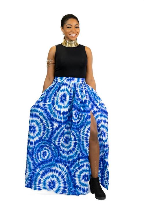 Afrikaanse print maxi rok - Blauwe Tie Dye, Kleding | Dames, Rokken, Nieuw, Ophalen of Verzenden
