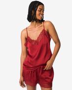 HEMA Damespyjama satijn met kant rood, Verzenden, Rood